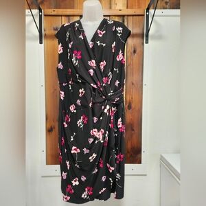 Ralph Lauren Black Midi Dress with Pink Floral Pattern